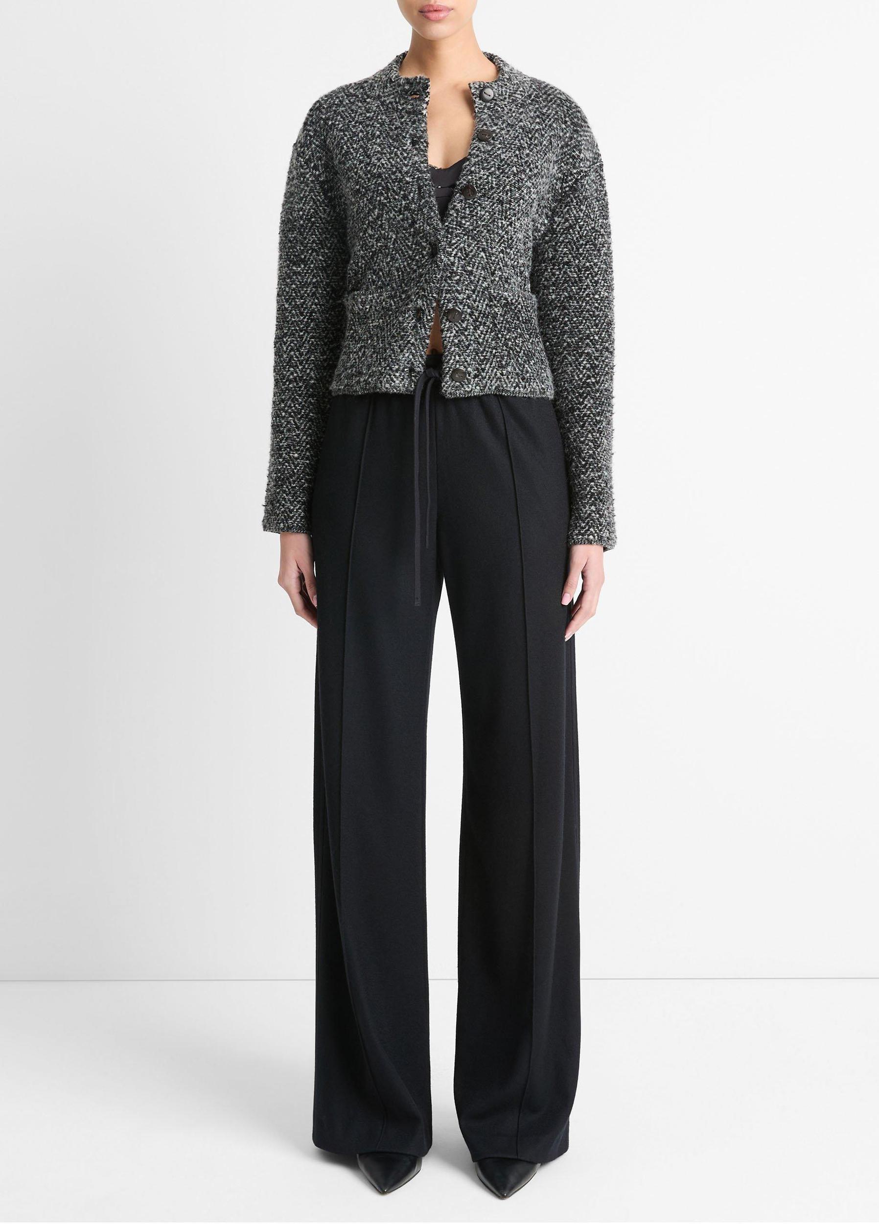 Herringbone Wool-Blend Cardigan Jacket Product Image