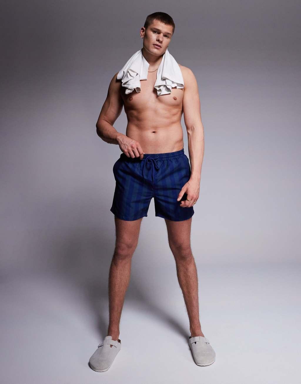 South Beach contrast stripe swim shorts in blue Product Image