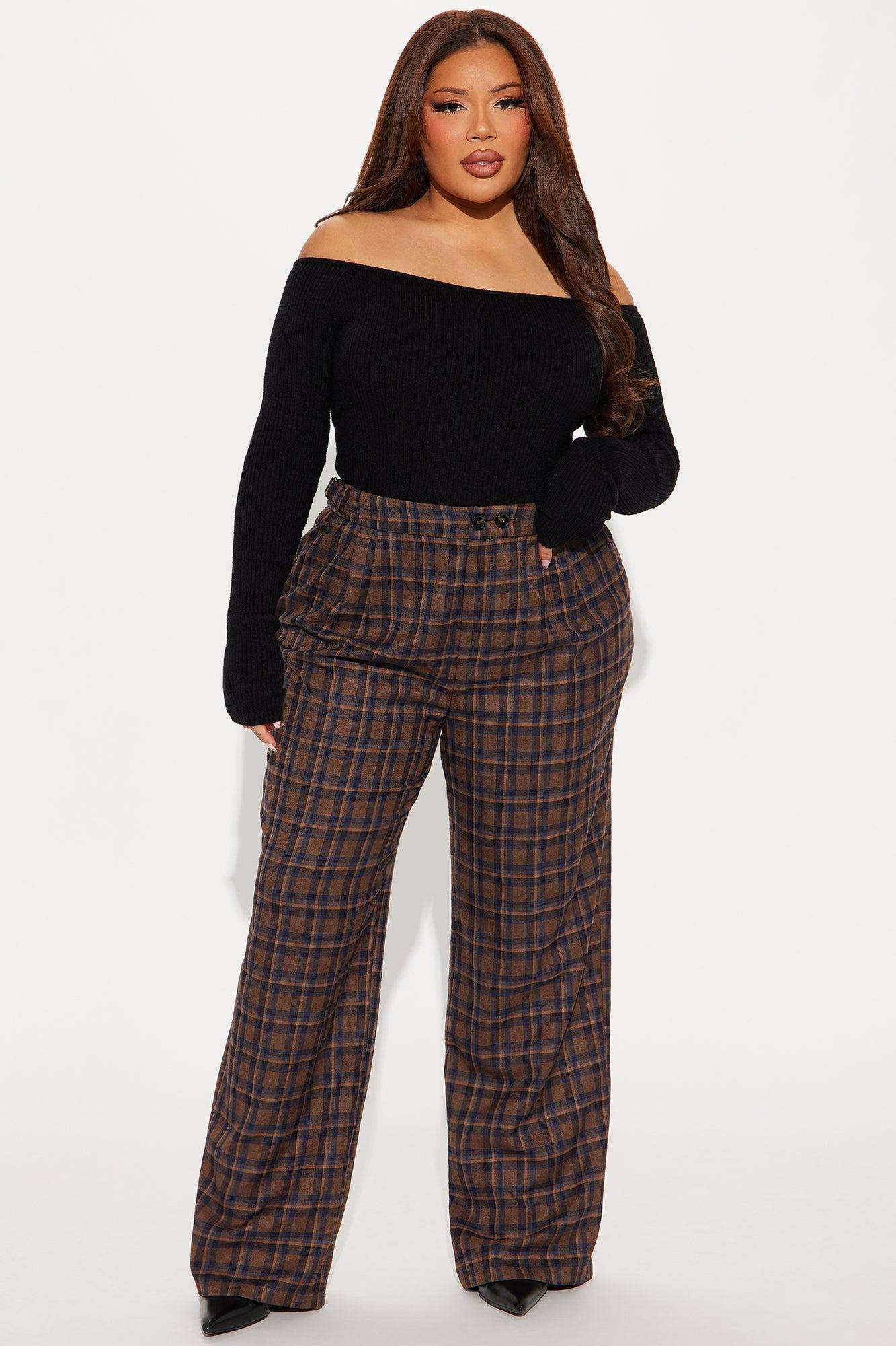 Amy Plaid Wide Leg Trouser - Brown/combo Product Image