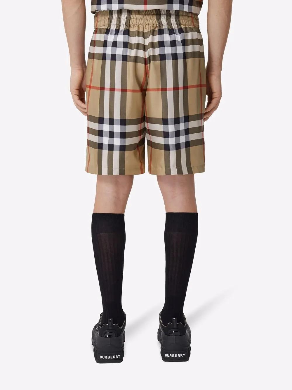 check-print silk shorts Product Image