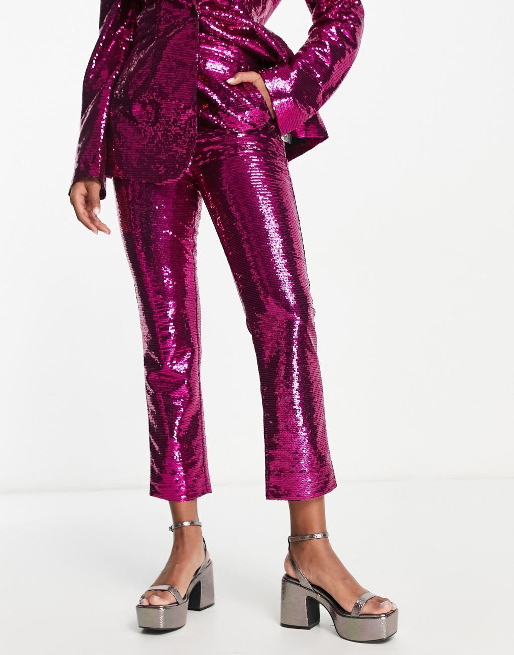 ASOS DESIGN sequin slim straight suit pants Product Image