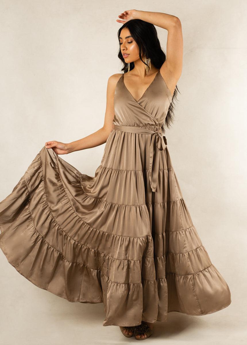 Zayla Dress in Light Taupe Female Product Image