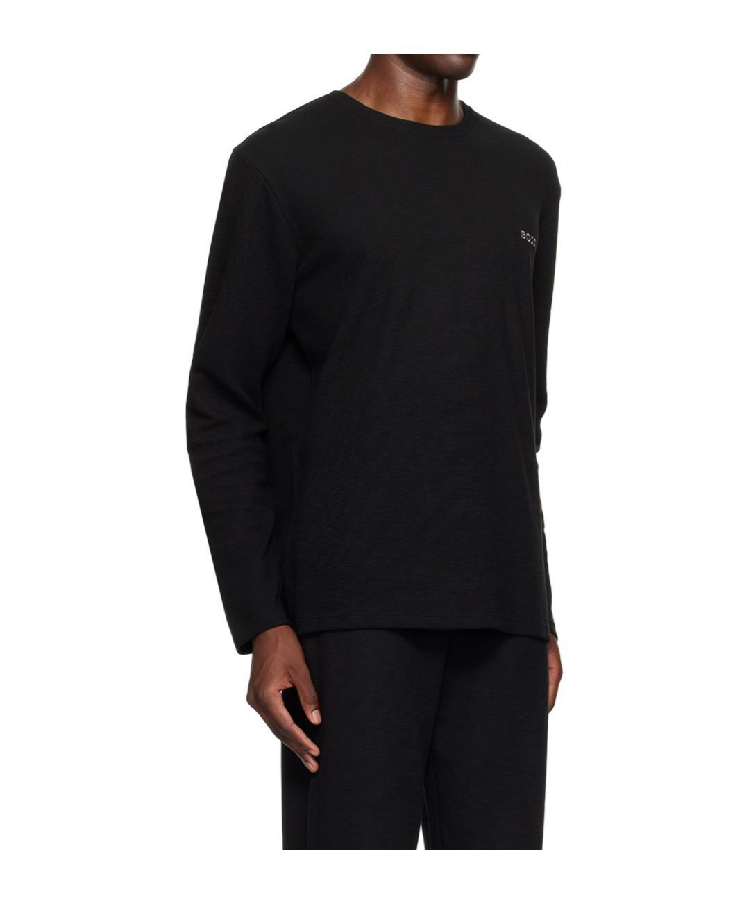 HUGO BOSS Long-sleeved Embroidered T-shirt In Black Product Image
