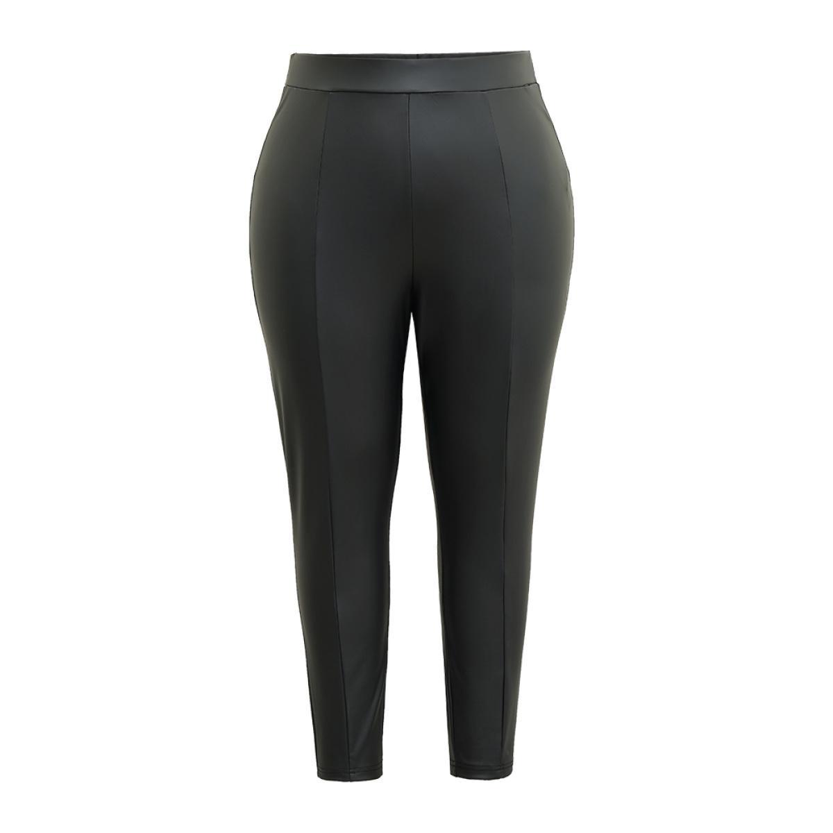 Plus Size Halloween Mid Rise Elastic Waist Pants Women Black Party Skinny Mid Rise Festival-Halloween Pants BloomChic 26/4X Product Image