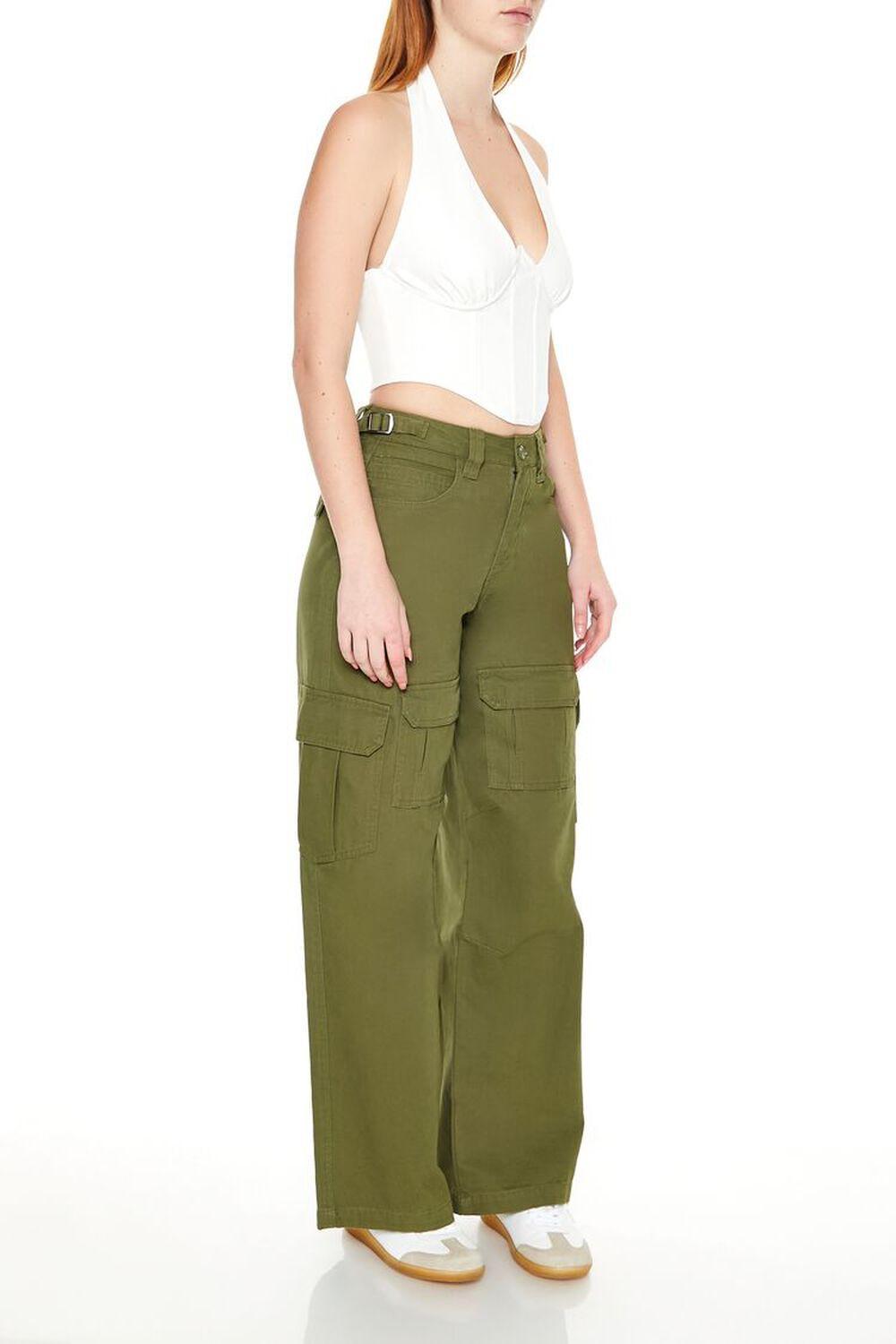 Twill Wide-Leg Cargo Pants | Forever 21 Product Image