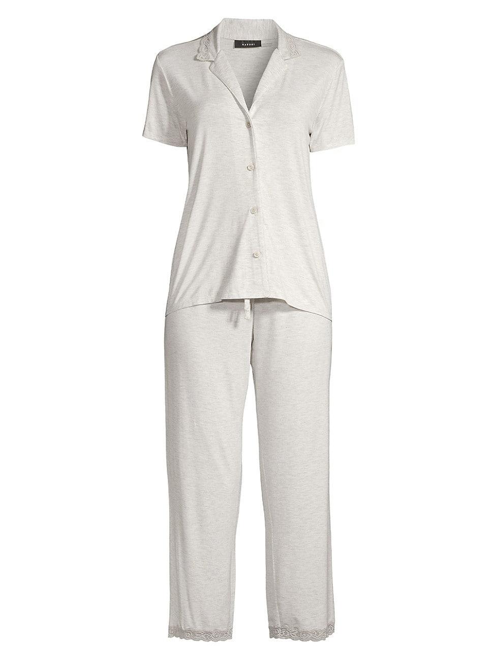 Feathers Essentials Lace-Trim Jersey Pajama Set Product Image
