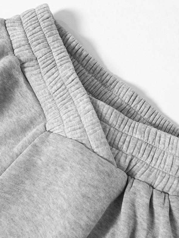 Solid Crossover Waist Bound Feet Sweatpants Product Image