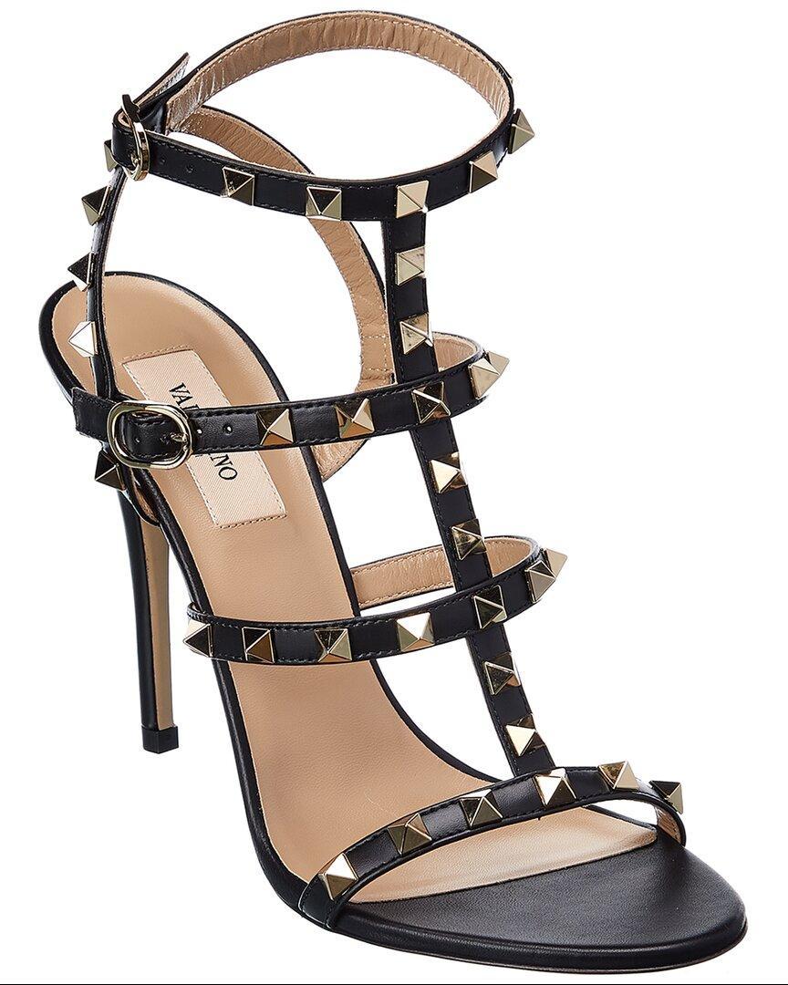 VALENTINO GARAVANI Valentino Rockstud Caged 100 Leather Sandal In Black Product Image