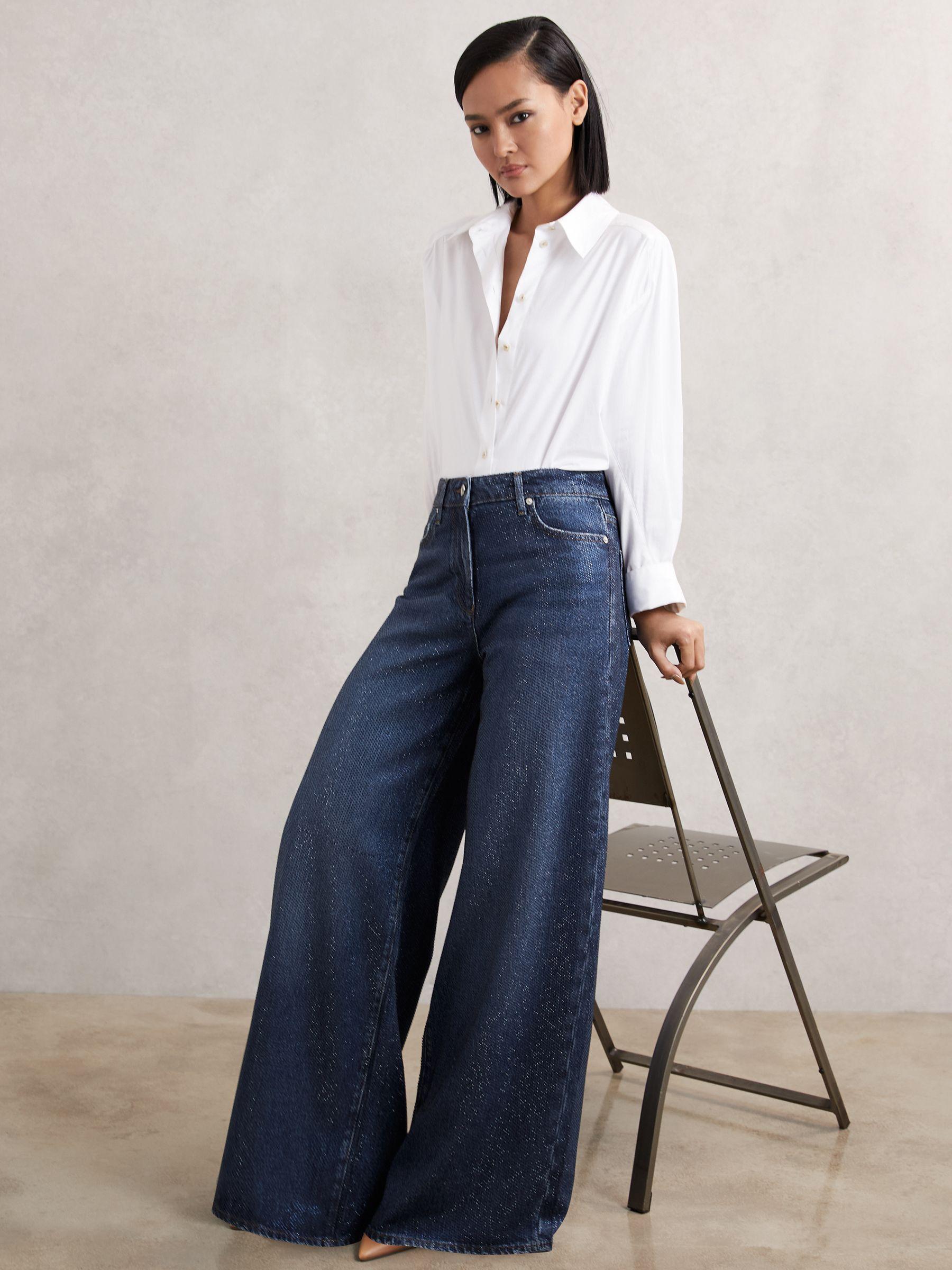 Side-Stripe Wide-Leg Check Trousers in Neutral Check Product Image
