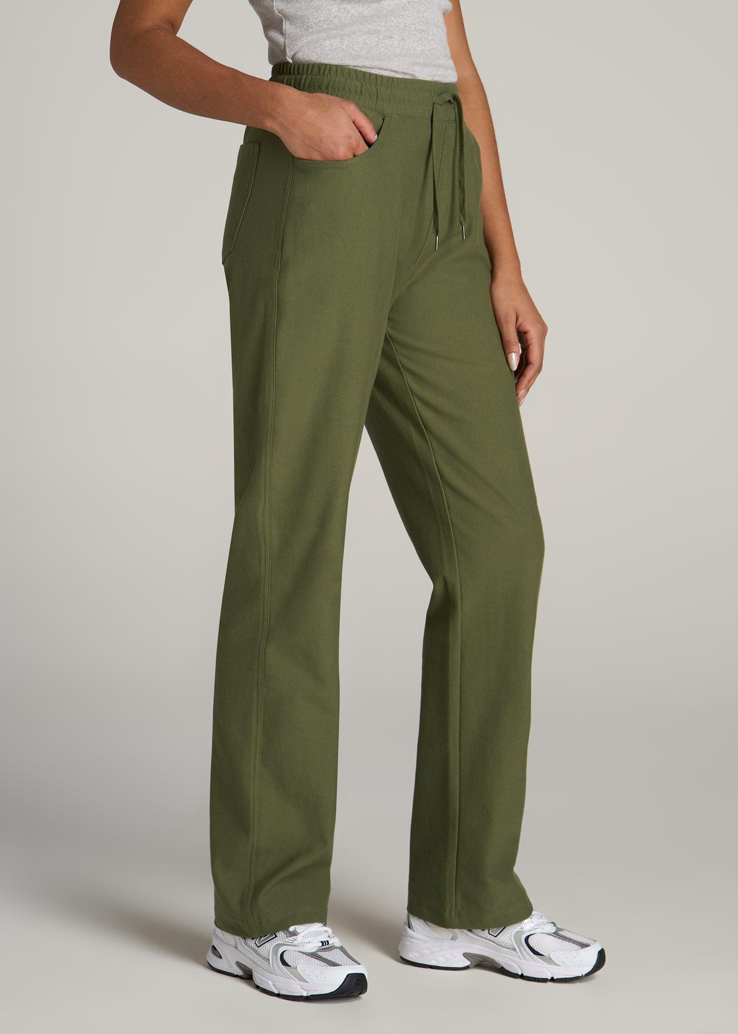 Pull-On Straight Leg Knit Pants for Tall Women in Stone Product Image
