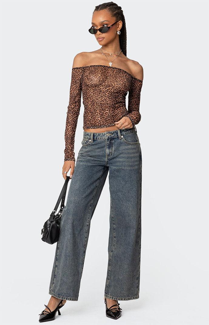 Edikted Women's Sheer Mesh Off Shoulder Top - Product Image
