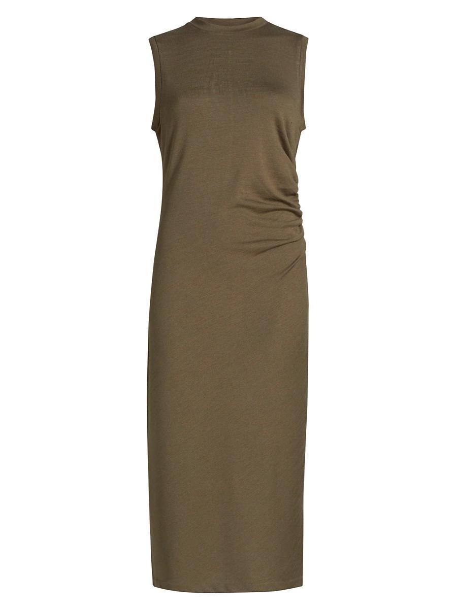 Sleeveless Waist-Gathered Midi Dress Product Image