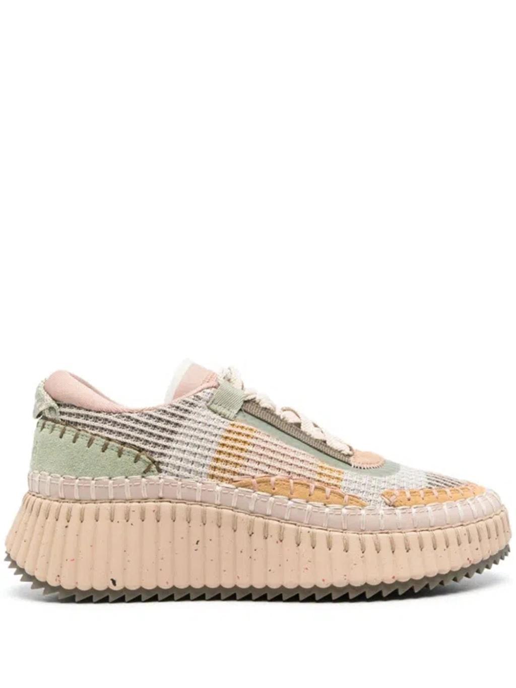 CHLOÉ Nama Stitch Walking Sneakers In Green Product Image