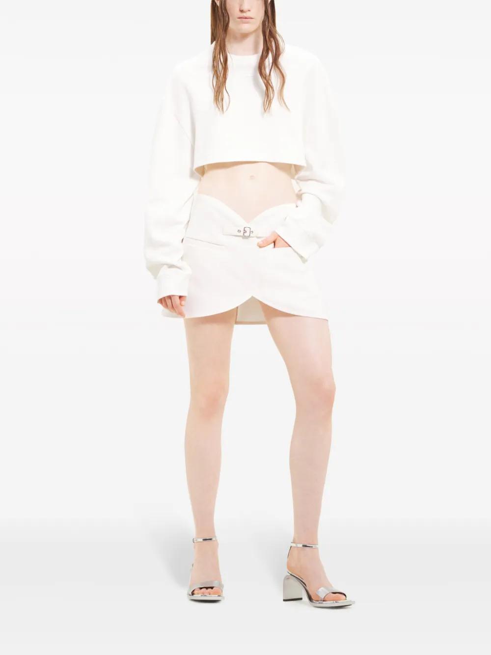 COURRÈGES Cocoon Fleece Cropped Sweater Women Withe In Cotton In White Product Image