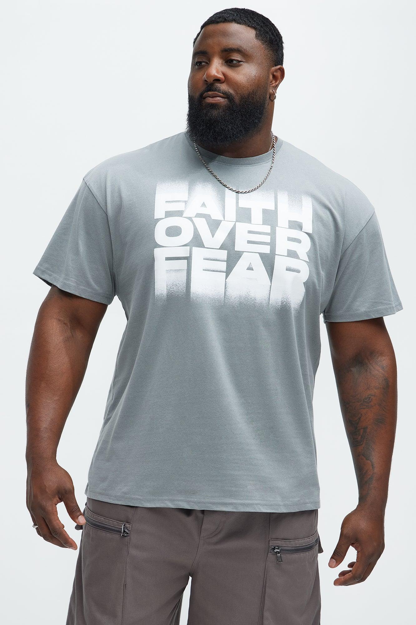 Faith Over My Fears Short Sleeve Tee - Light Grey Product Image