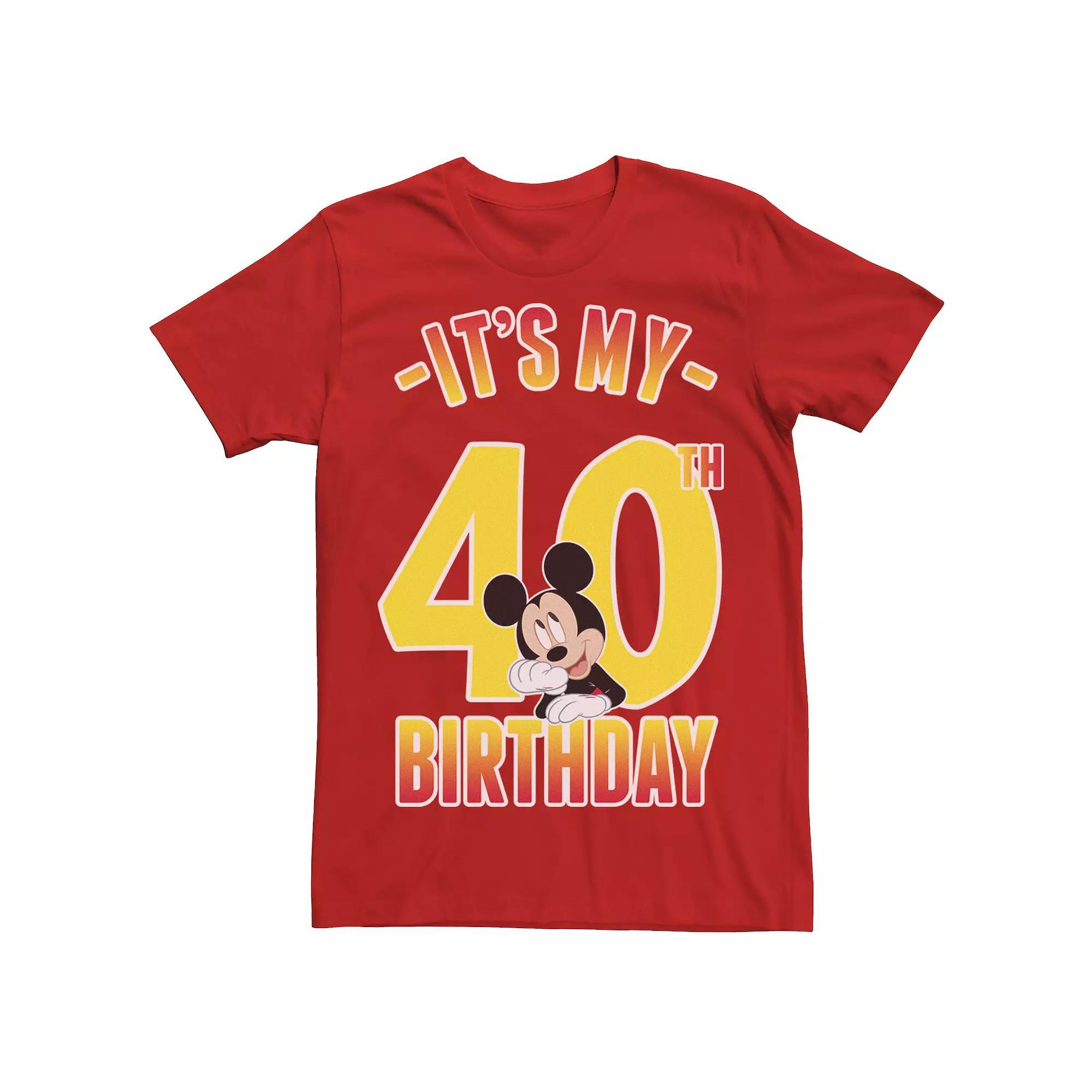 Disney's Mickey Mouse It's My 40th Birthday Men's Gradient Portrait Tee, Size: XL, Red Product Image