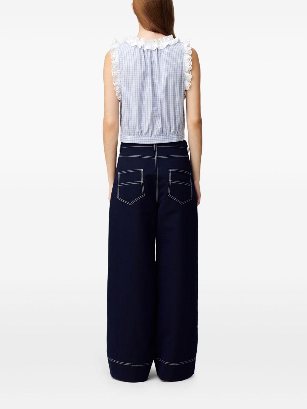checkered lace-trim top Product Image