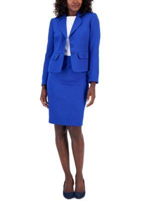 Le Suit Womens Check Three-Button Jacket & Skirt Suit, Regular and Petite Sizes Product Image