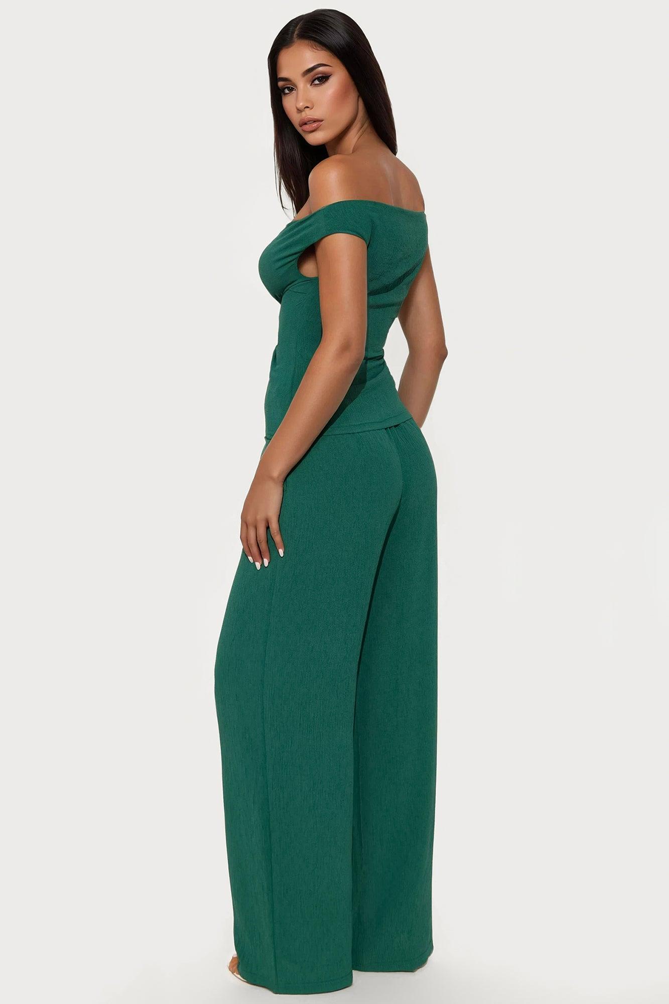 Ana Off Shoulder Pant Set - Hunter Product Image