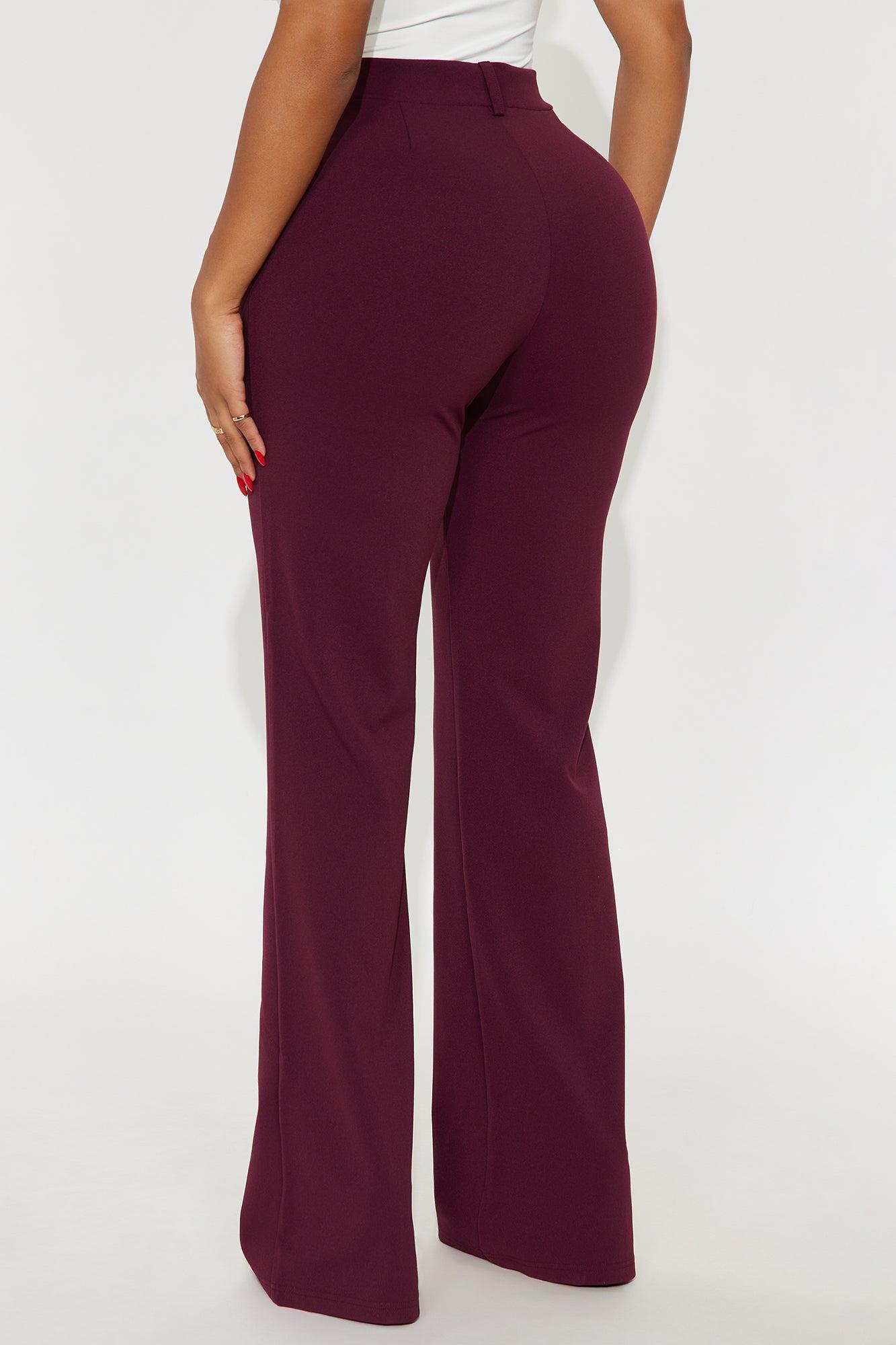 Heidi Wide Leg Trouser Pant - Burgundy Product Image