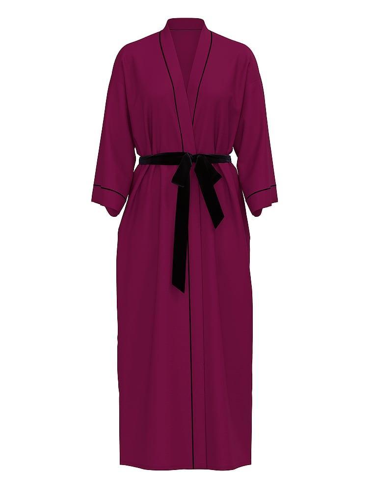 Modal Soft Velvet-Trim Maxi Robe Product Image