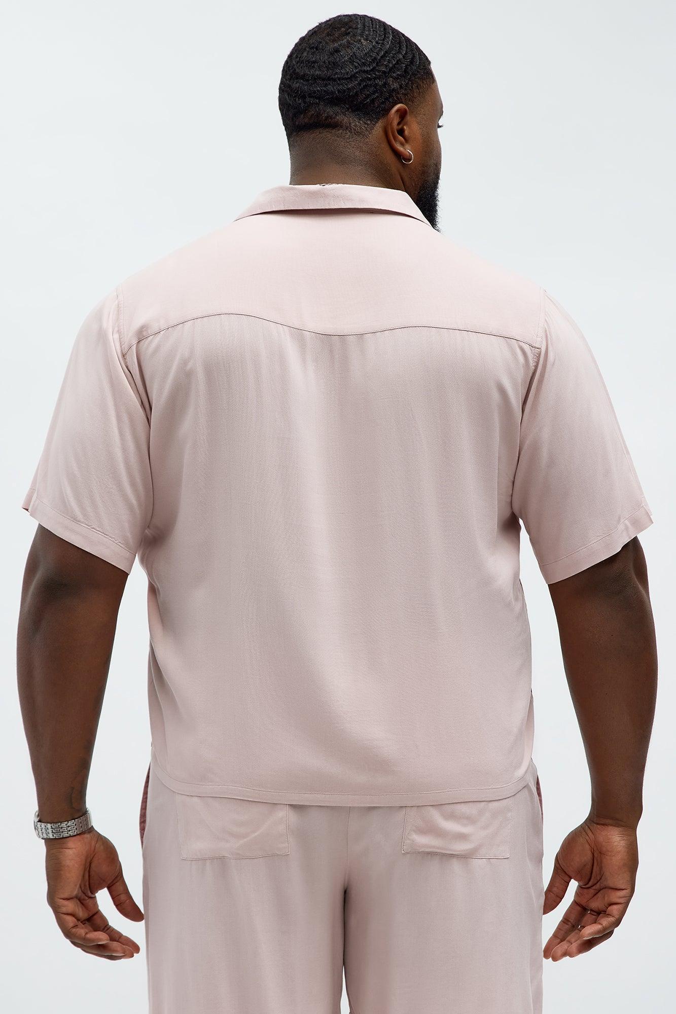 Paradise Set Short Sleeve Button Up Shirt - Pink Product Image