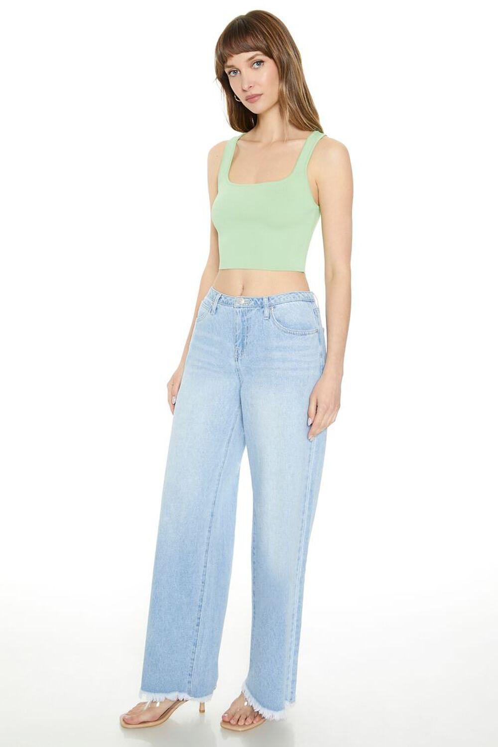 Frayed Low-Rise Wide-Leg Jeans | Forever 21 Product Image