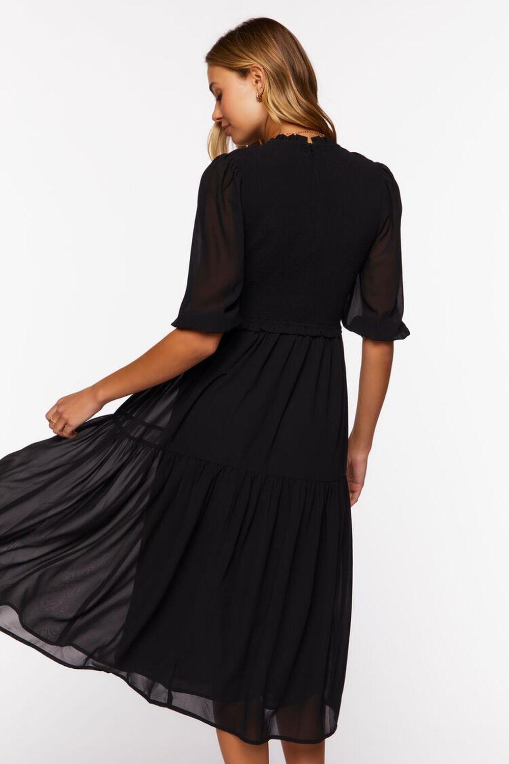 Smocked Chiffon Peasant-Sleeve Dress | Forever 21 Product Image