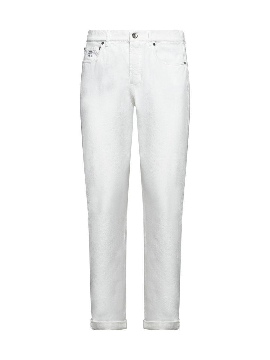 BRUNELLO CUCINELLI White Cotton Denim Jeans In Multicolor Product Image