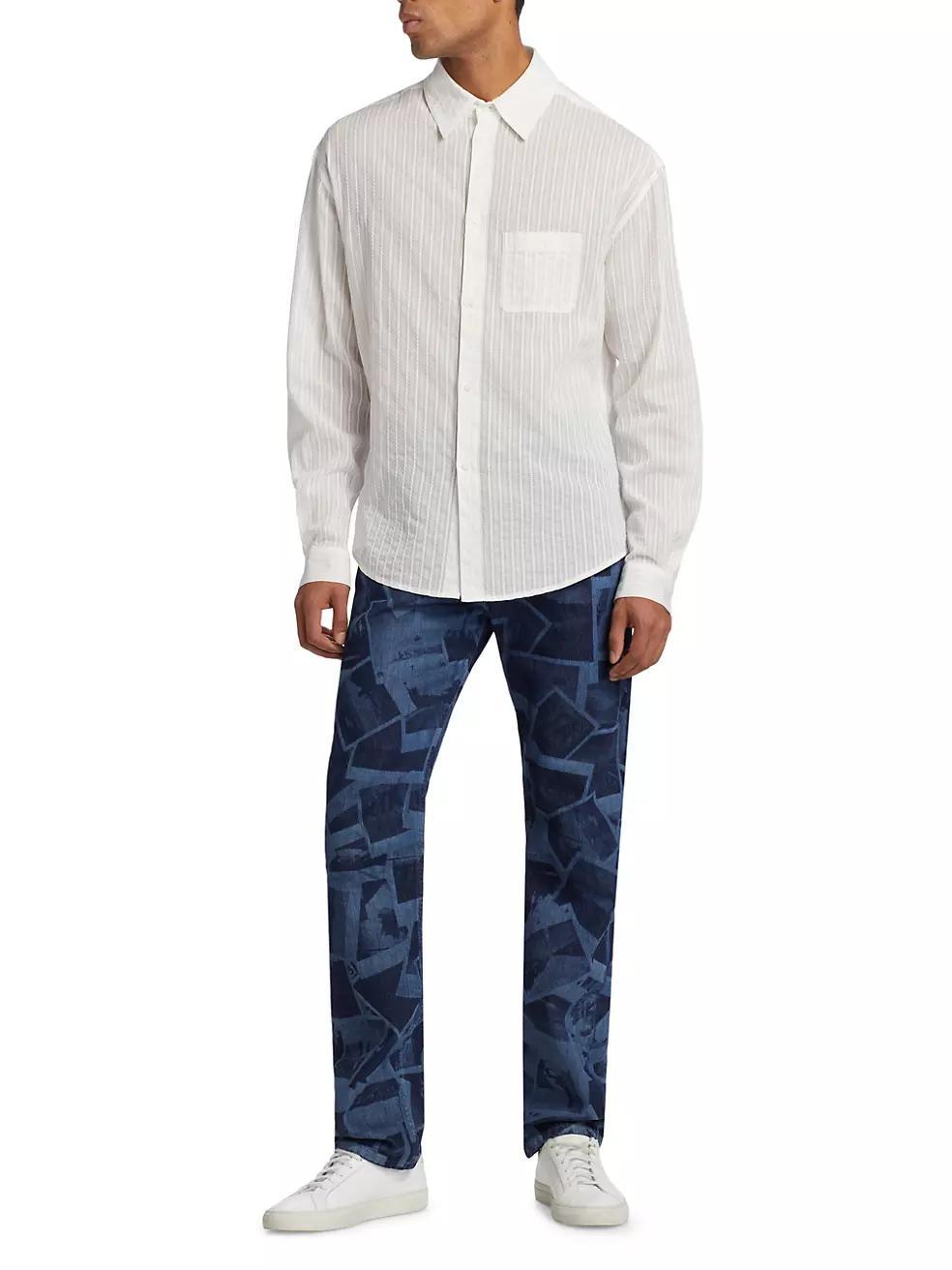 Striped Cotton Button-Front Shirt Product Image