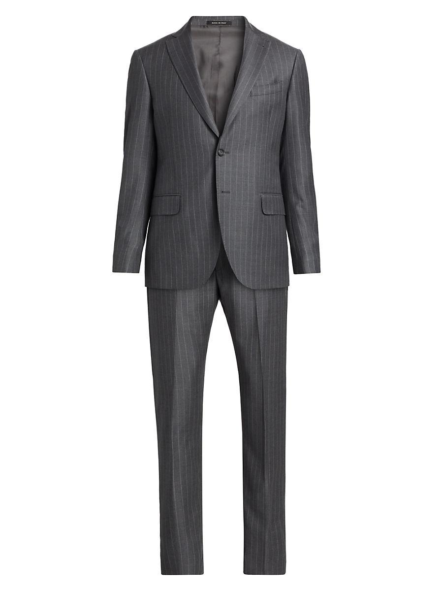 Mens COLLECTION Pinstriped Wool Single-Breasted Suit Product Image