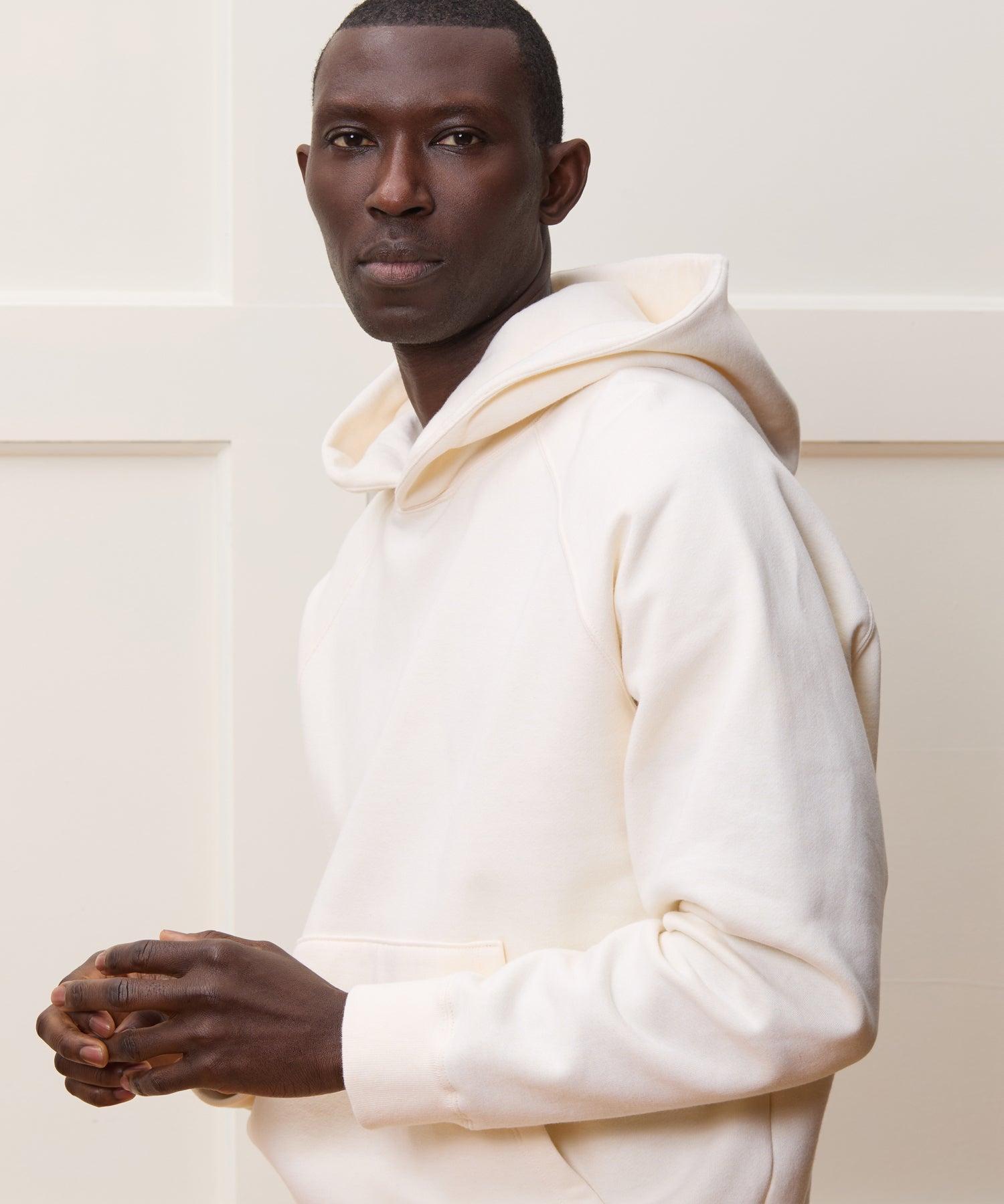 Cotton-Camelhair Fleece Hoodie in Vintage White Product Image
