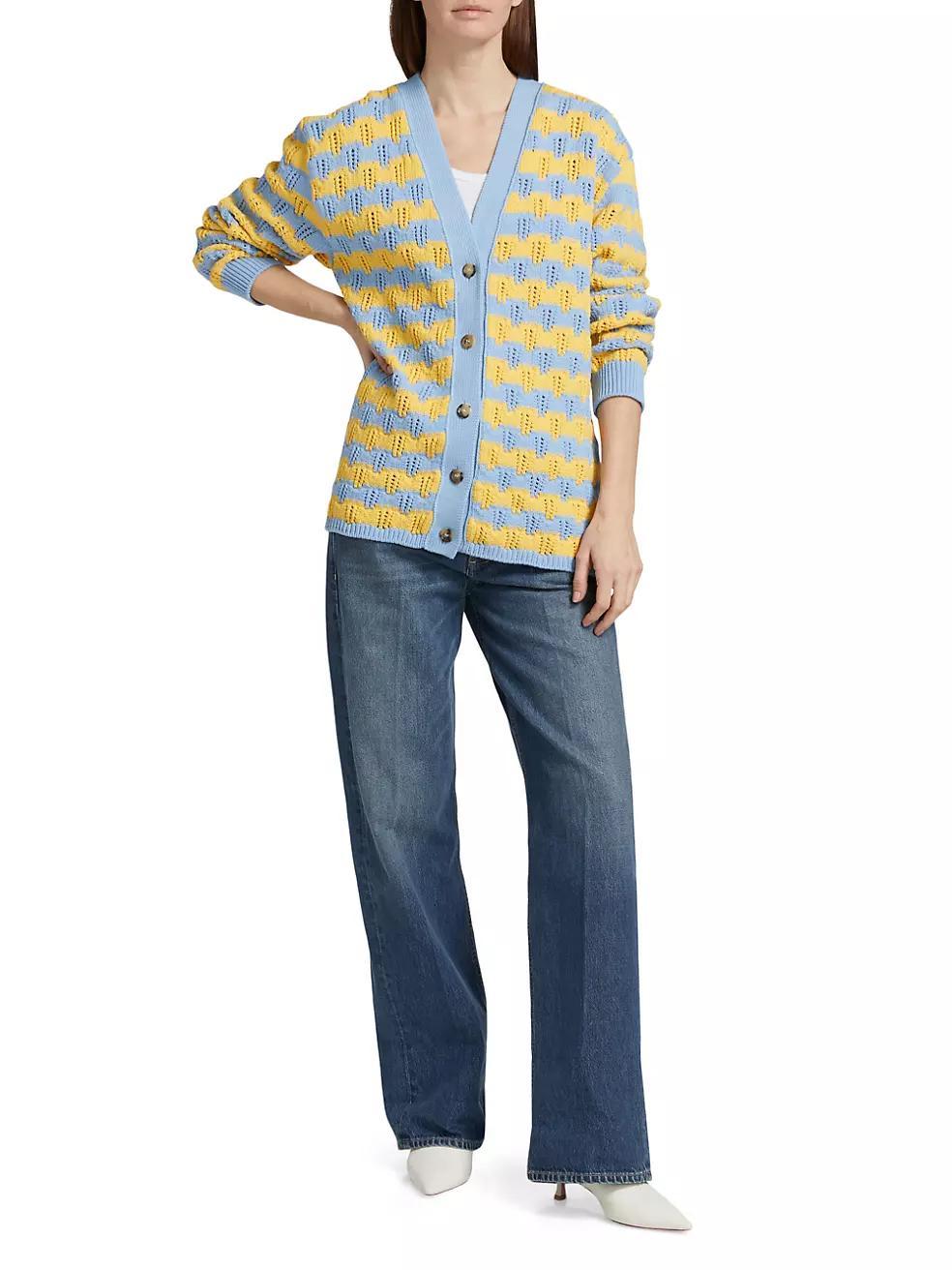 Striped Cottob-Blend Cardigan Product Image