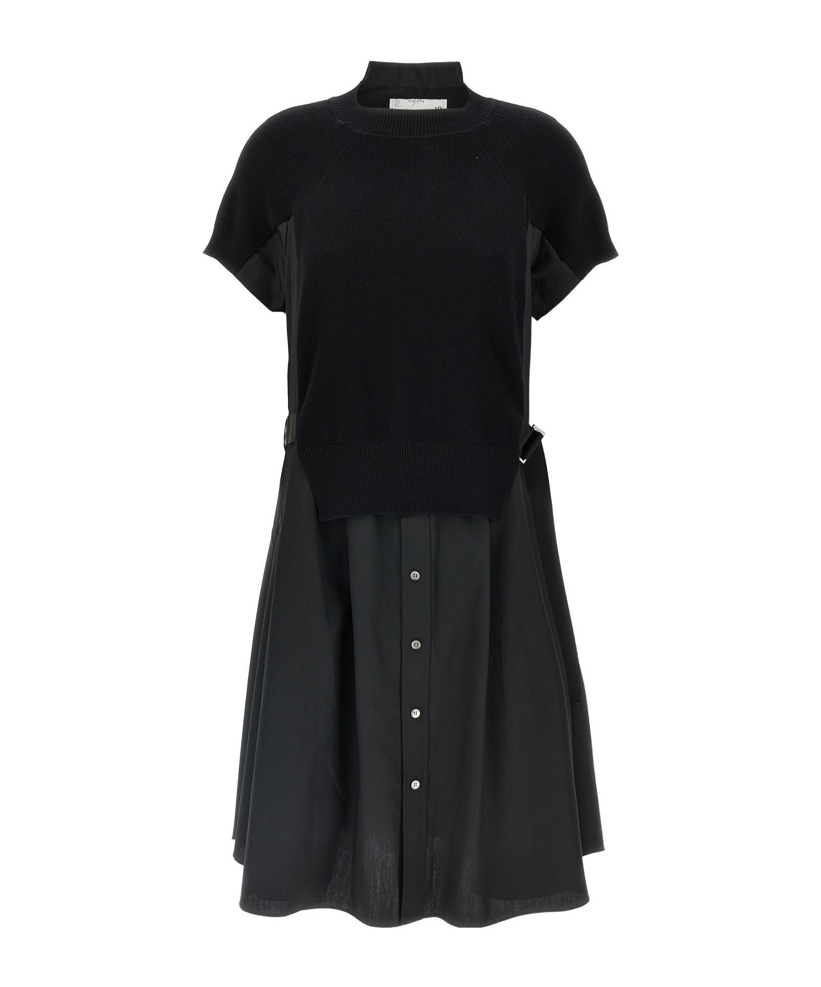 SACAI Short Sleeve Dress In Black Product Image