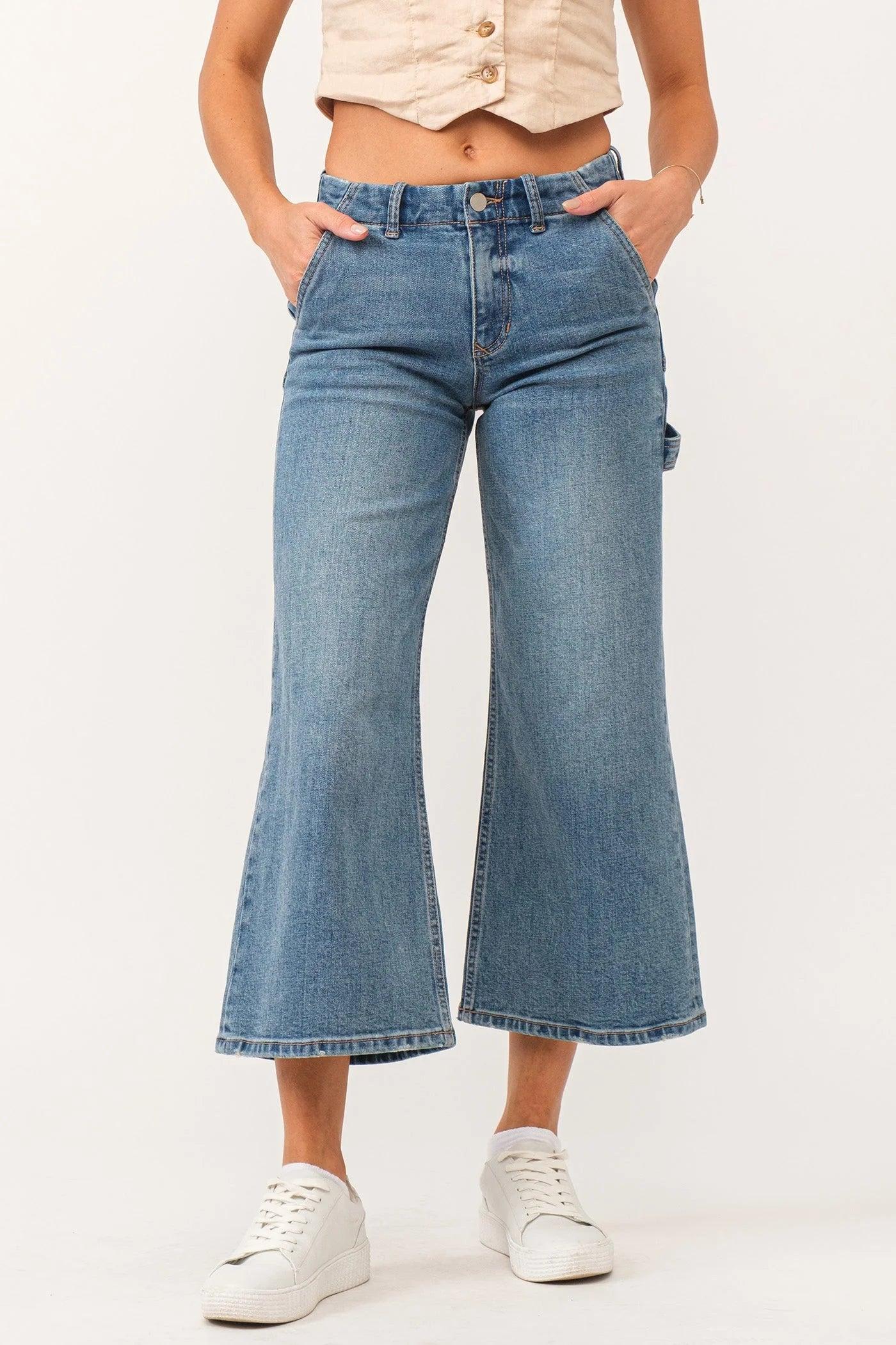 Audrey Super High Rise Cropped Wide Leg Jeans Product Image