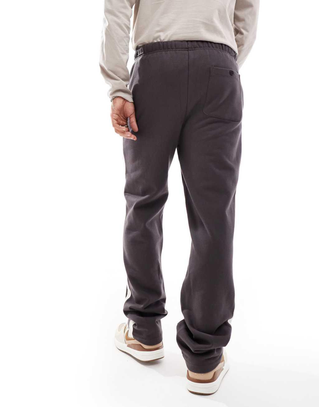 ASOS DESIGN heavyweight straight leg sweatpants with taping details in dark brown Product Image