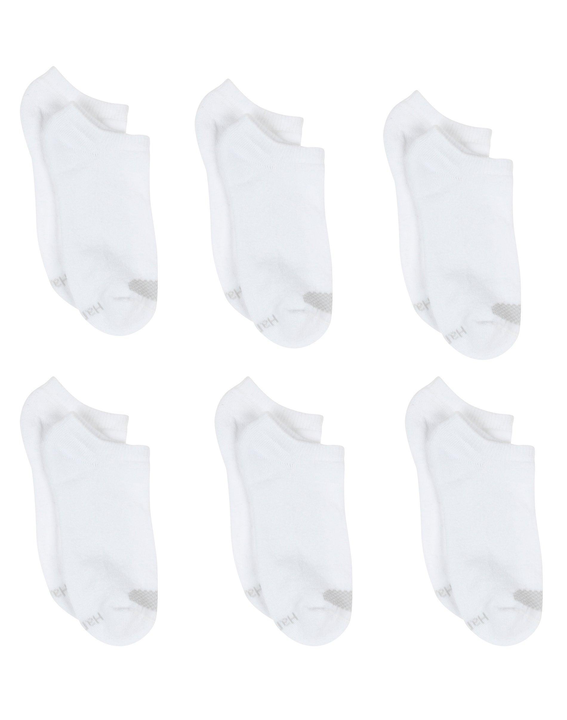 Hanes Womens Breathable Cushioned No Show Socks, Comfort Toe Seam, 6-Pairs White w/Grey Vent 5-9 Product Image