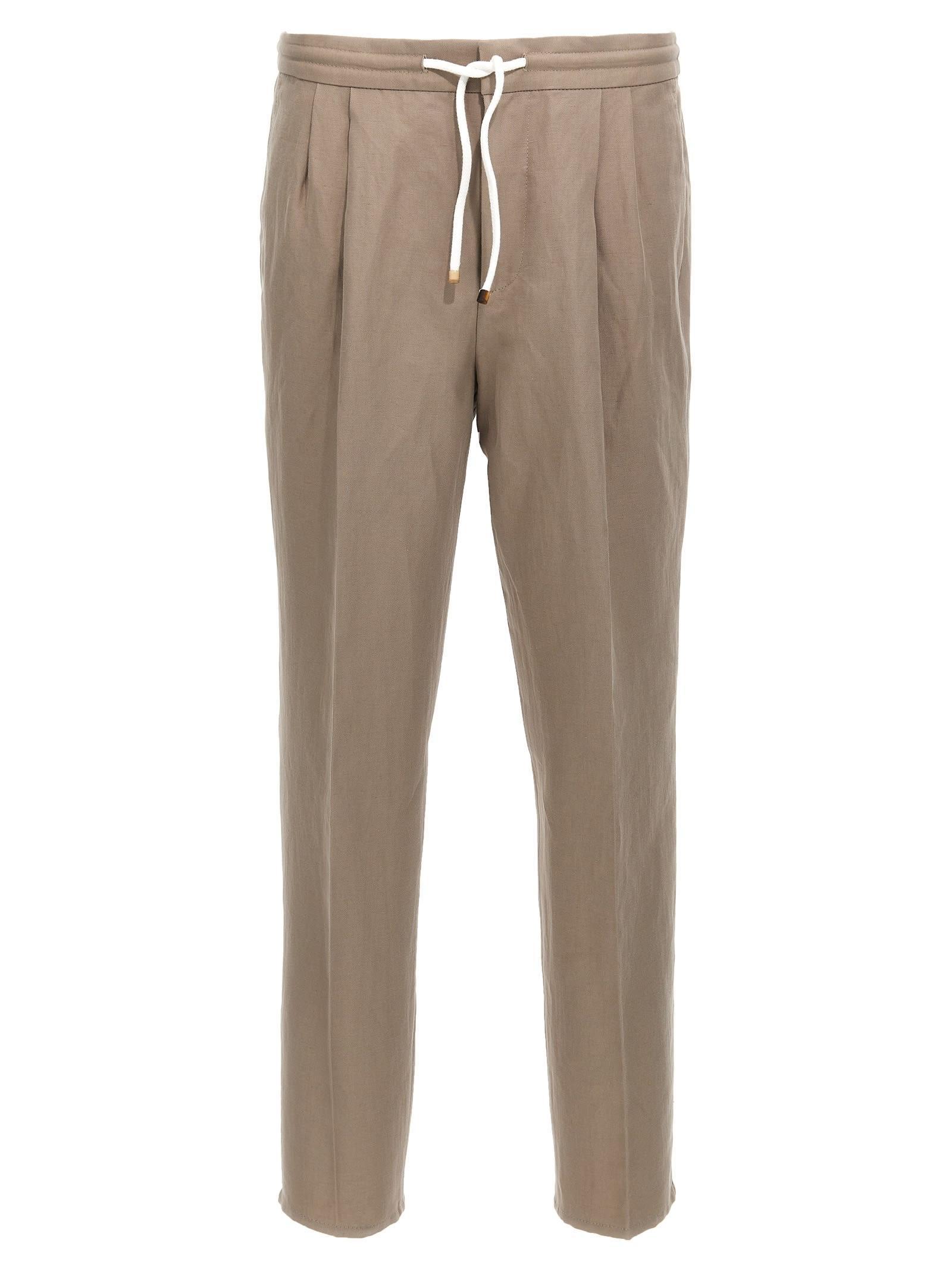 BRUNELLO CUCINELLI Linen Trousers In Gray Product Image