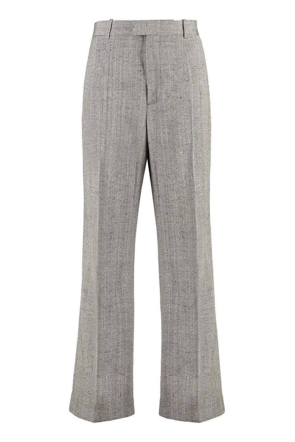 BOTTEGA VENETA Women's Wool And Silk Flares Pants In Grey Product Image