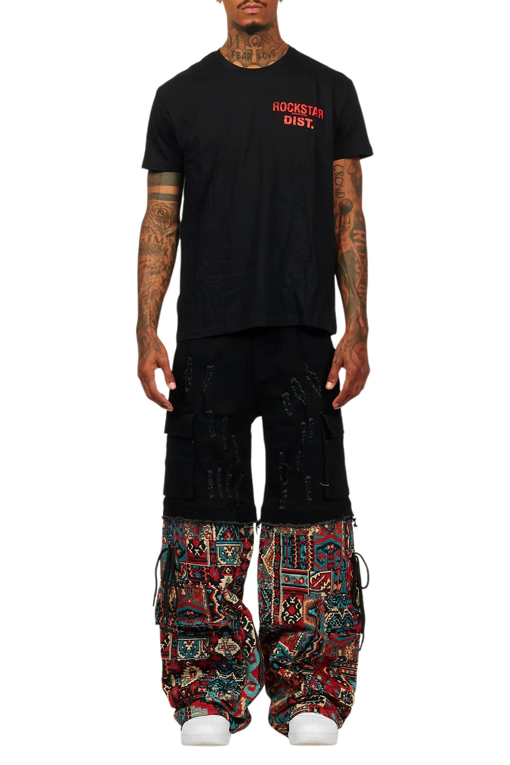Lake White/Red T-Shirt/Tapestry Baggy Jean Bundle Male Product Image