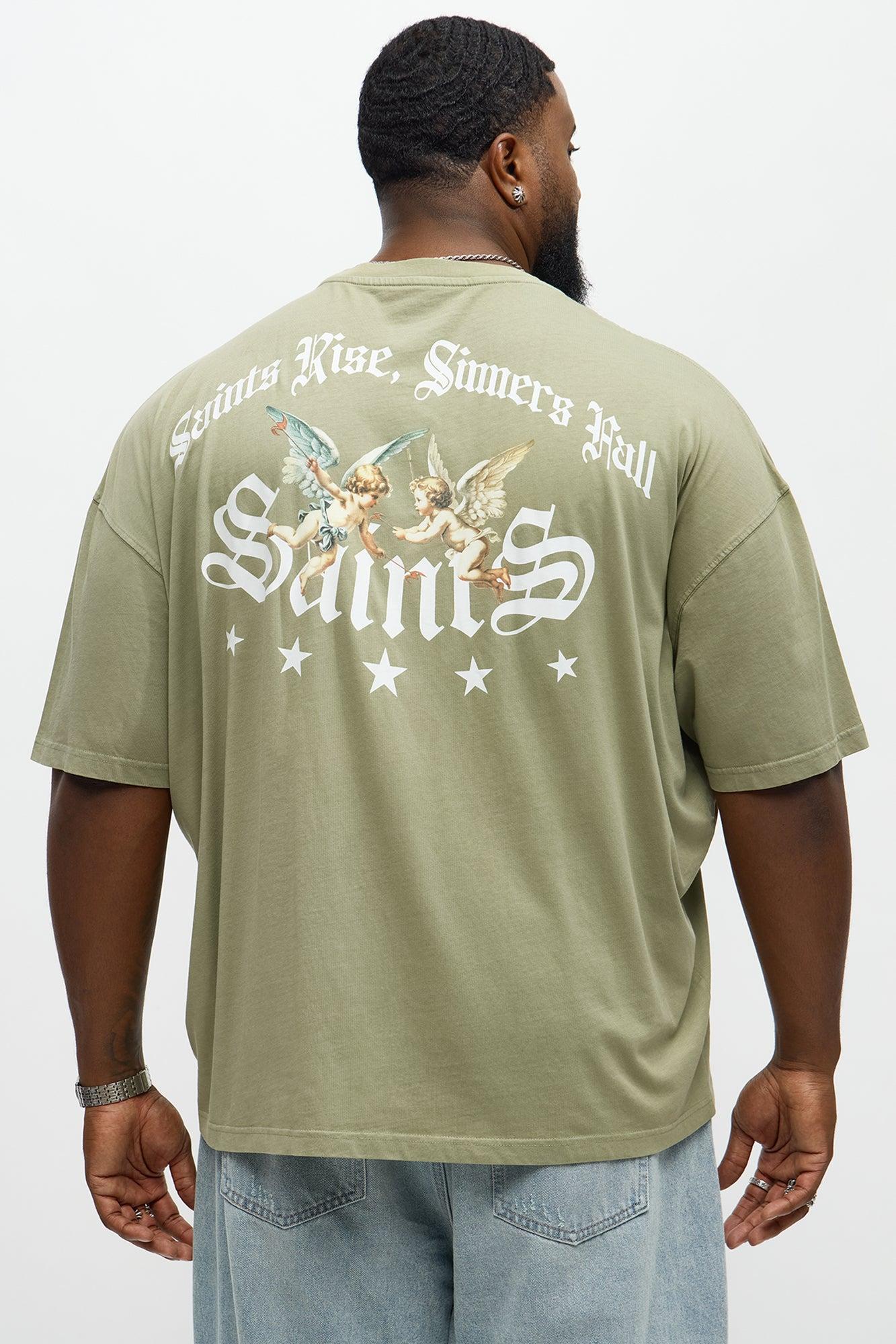 Saints Rise Saints Fall Oversized Short Sleeve Tee - Olive Product Image