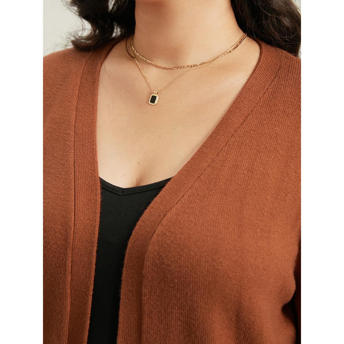 Plus Size Supersoft Essentials Bandana Split Side Cardigan Chocolate Women Casual Loose Long Sleeve Everyday Cardigans BloomChic 26/4X Product Image