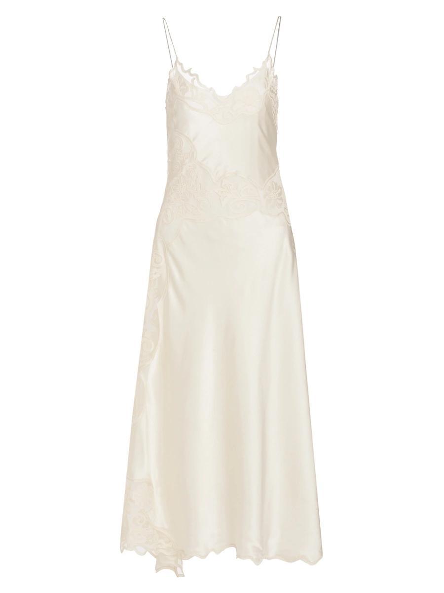 Womens Luciene Floral-Embroidered Silk Midi-Slipdress Product Image