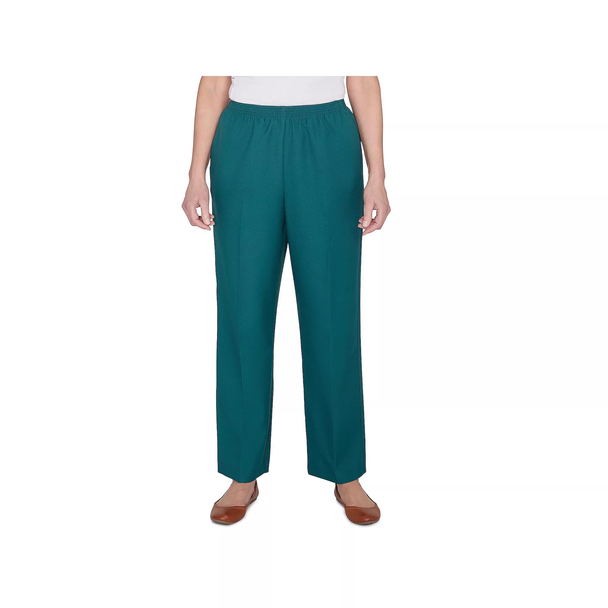 Women's Alfred Dunner Classic Full Elastic Short Mid Rise Pants, Size: 12 Short, Green Product Image