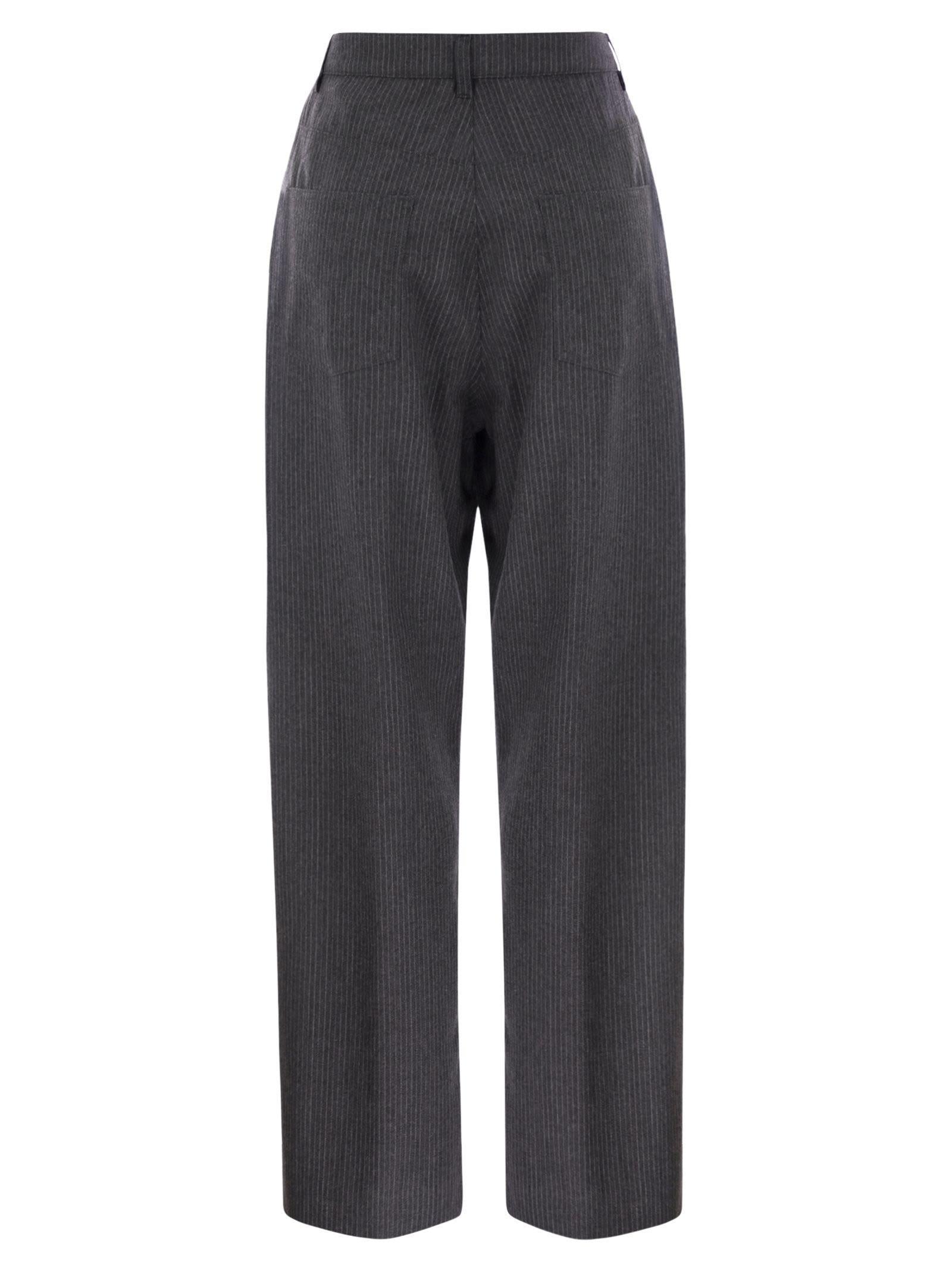 FABIANA FILIPPI 5-pocket Virgin Wool Pinstripe Trousers In Grey Product Image