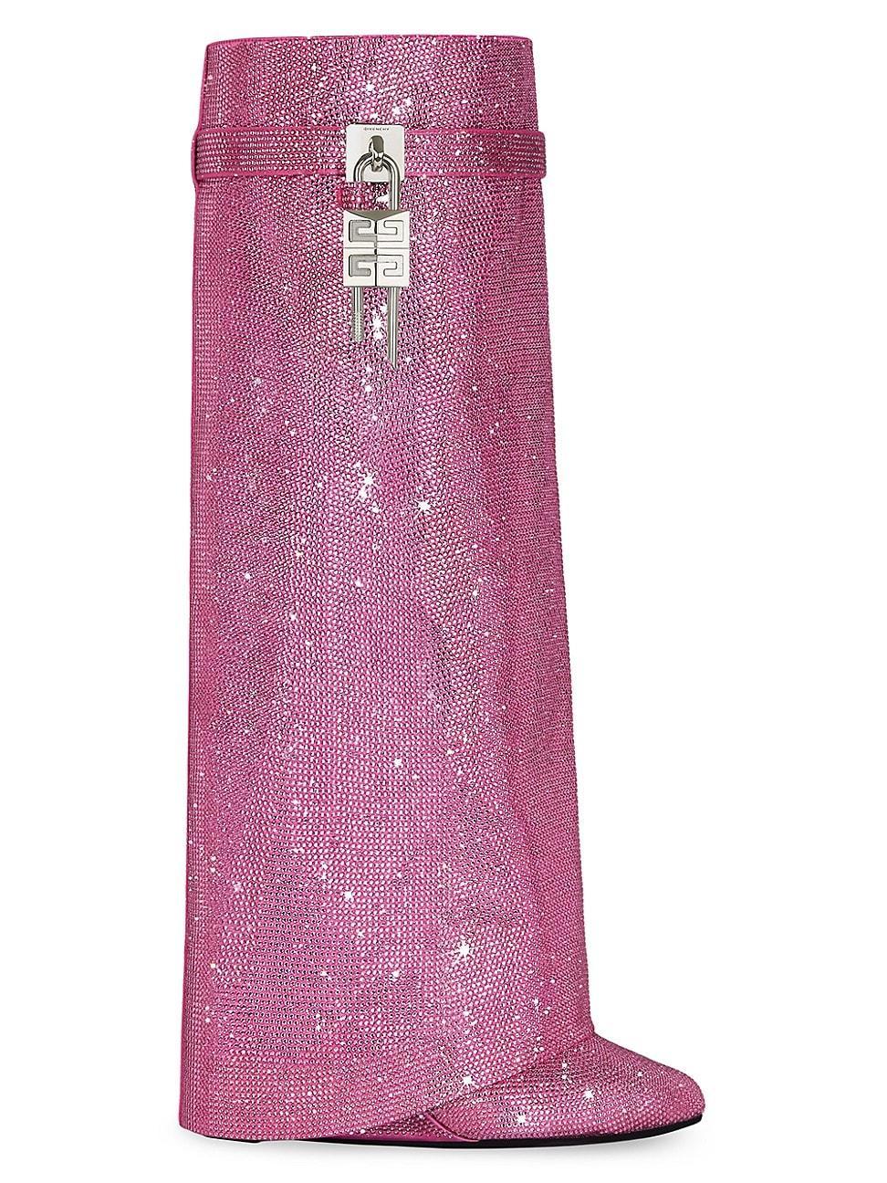 Womens Shark Lock Boots Wide Fit in Satin with Strass Product Image