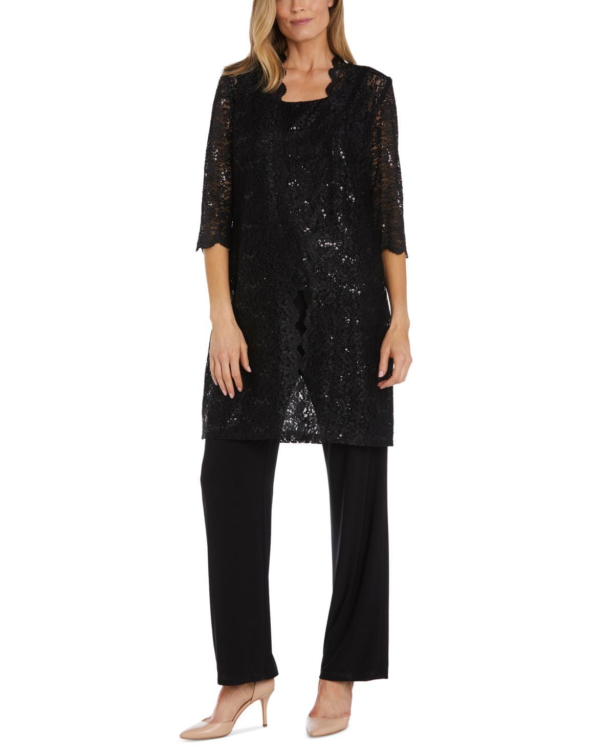 R  M Richards Petite Size Scalloped Glitter Lace Duster Stretch 3 Product Image