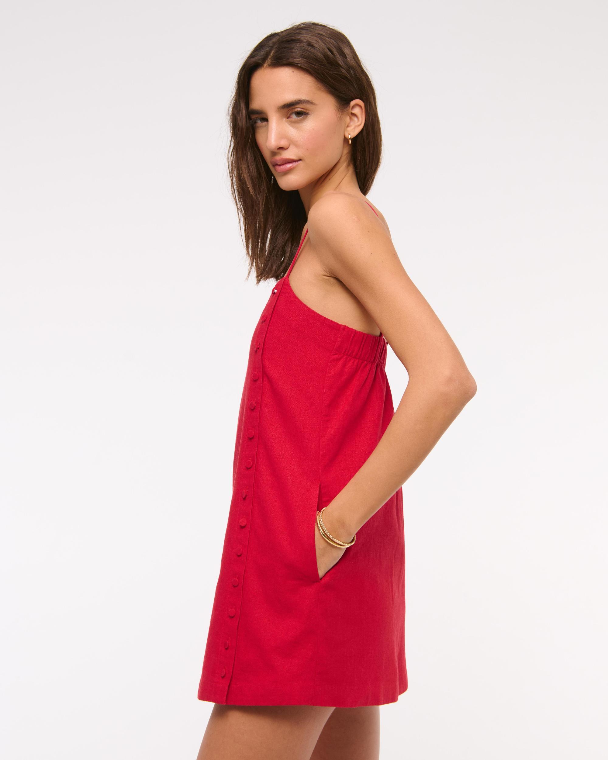 Linen-Blend Button Skort Product Image