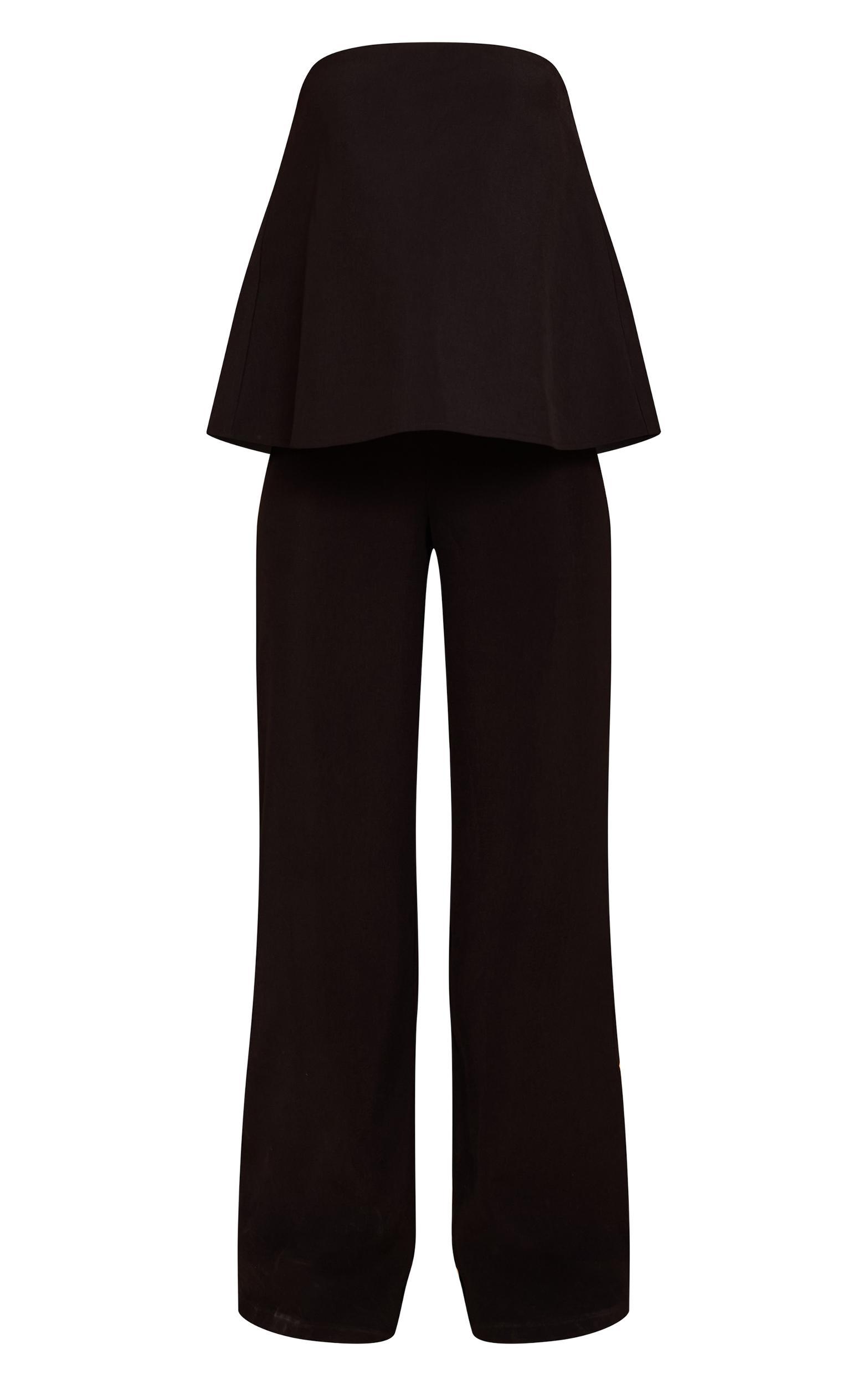  Black Structured Woven Peplum Straight Leg Jumpsuit Product Image