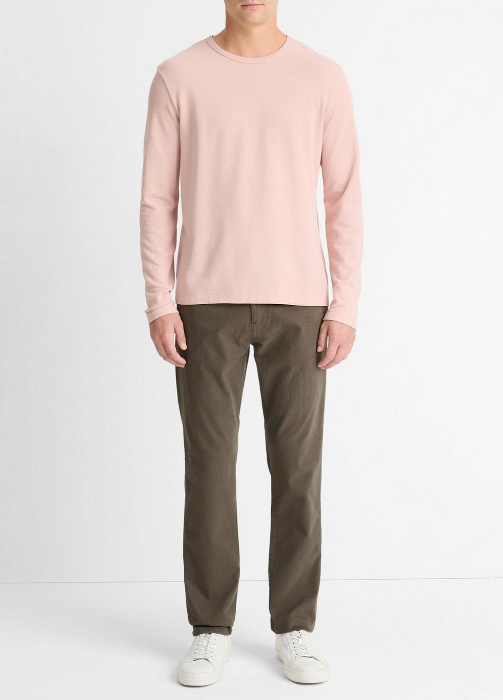 Mens Pima Cotton Piqu Long-Sleeve T-Shirt, Pink Haze, Size M Vince Product Image